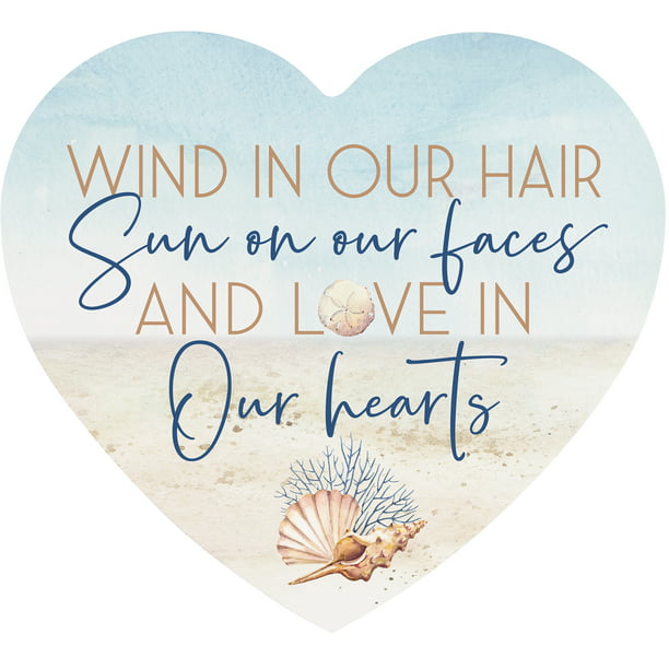 Love and the Beach Heart Nautical White 6 x 5.5 MDF Wood Tabletop Sign 